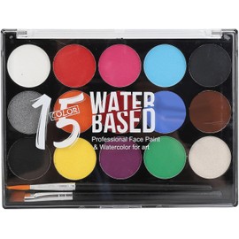 Sonew Kit de Pintura Facial para Niños de 15 Colores, 30 G, Paleta de Pintura Corporal Facial a Base de Agua, Kit de Pigmentos de Maquillaje Lavable para Fiesta de Cosplay Halloween