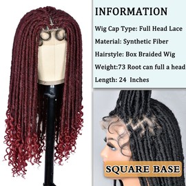 RunM Faux Locs Wigs for Black Women Straight Goddess Locs with Curly Ends Braided for Black Women Full Double Lace Curly Goddess Faux Locs Wig(1B/BUG)