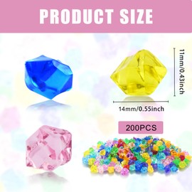 200Pcs Pirate Jewels Treasure, Acrylic Diamond Gems Jewels, Childrens Crystal Acrylic Gemstones, Kids Play Gems Ice Rocks Gems, Multicolor Gemstones Kids for Party Craft Decoration
