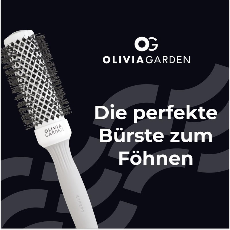 Olivia Garden - Expert Blowout Shine Hairbrush, White and Grey,