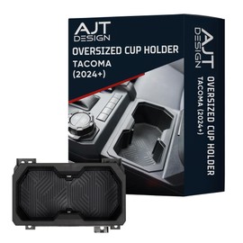 AJT DESIGN Oversize Cup Holder Compatible with Toyota Tacoma 2024+ | Fits 3.75" Bottles | Car Cup Holder Organizer | Center Console Upgrade | Interior Accessory for Toyota Trucks | Black
