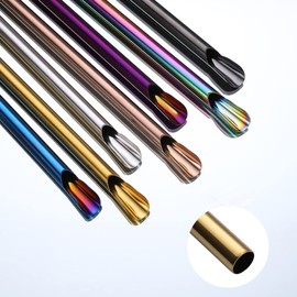 Luxshiny Metal Straw 4pcs Stainless Steel Straws 21cm Reusable Drinking Spoon Straws for Milk Tea Smoothie Stirring Coffee (Silver)