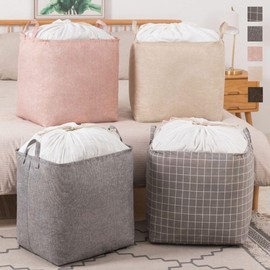 Large capacity fabric pouch 75L 100L storage pocket Comforter 75L/Grey Check