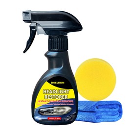 SHIELDOM Headlight Restorer Instant Oxidation, Yellowing & Stain Removal Cloudy Headlamp Restoration Clean & Renew Headlights Back to Like New, Portable Cleaner Spray for All Cars Lamps - 6.8oz/200ml