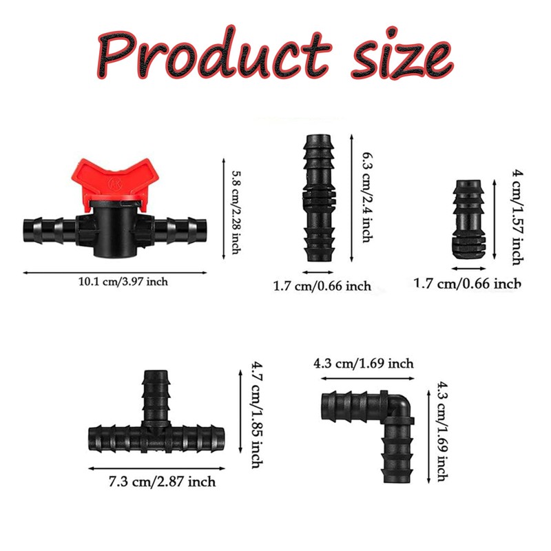 34 PC Tubing Fitting Set: 1/2" Tubing Fittings - Tees,
