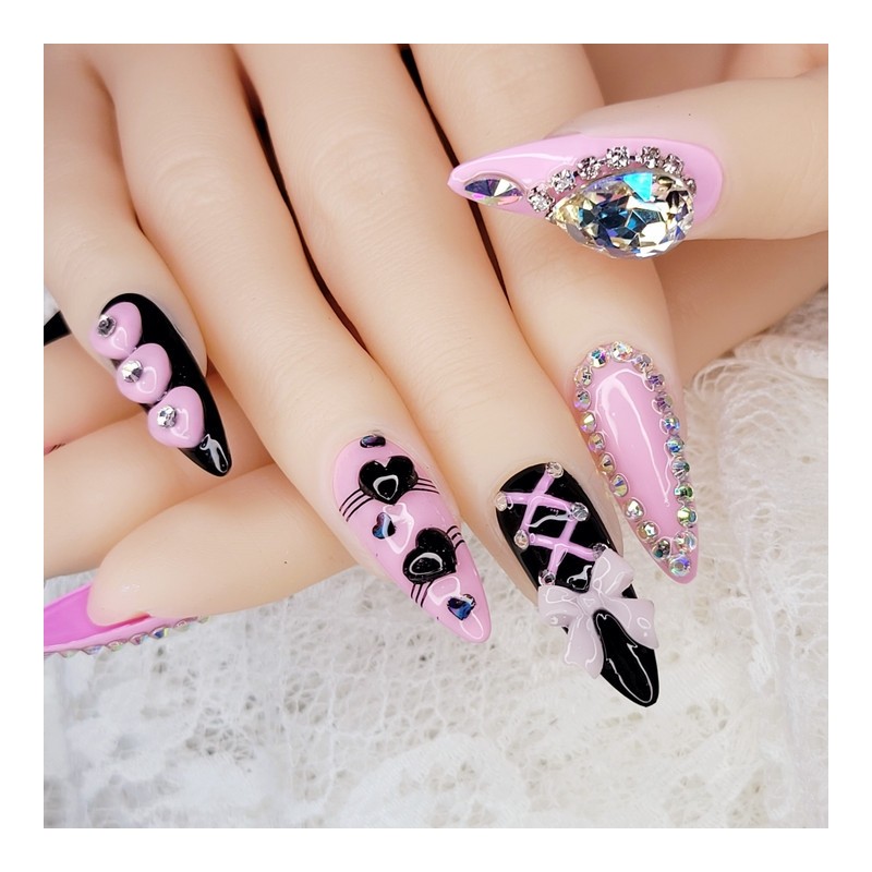 Mass-produced landmine cosplay handmade nail tips - Oval L /