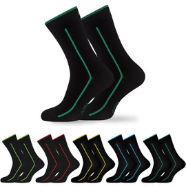 OCERA Neon Line 10 x Black Socks Unisex for Men and Women with Stylish, Modern Stripes in Muted and Colourful Neon Colours, Colourful stripes