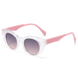 LJCZKA Retro Cat Eye Sunglasses for Women, Round Cat Eye Sunglasses Vintage Shades 90s Trendy Ladies UV400 Protection