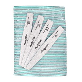 PrettyClaw | 50pc Professional Nail File 80/80 Grit Zebra Diamond Acrylic Nail Files Plastic Center Double Sided Zebra Emery Board for Nails Washable 7 inch Nail File