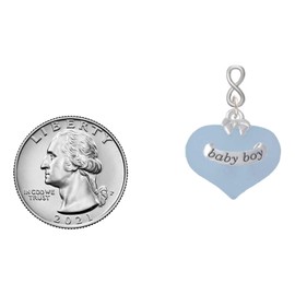 Delight Jewelry Baby Boy Blue Heart with Baby Feet Silvertone Infinity Post Earrings