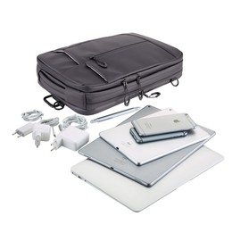 Troika Black Bag To Business - BBL63/BK - Shoulder bag for laptops/tablets – 11 separate, padded compartments for tablet, laptop, documents – can be converted into a backpack – tarpaulin – black