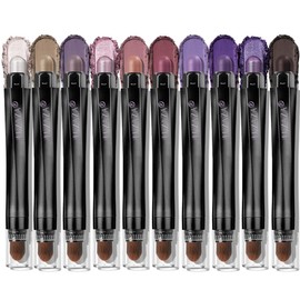LUXAZA 10PCS Eyeshadow Stick Set,Pro Longwear Purple Cream Eye Shadow Brightener Pencil Crayon Makeup Sticks-Grape Glam