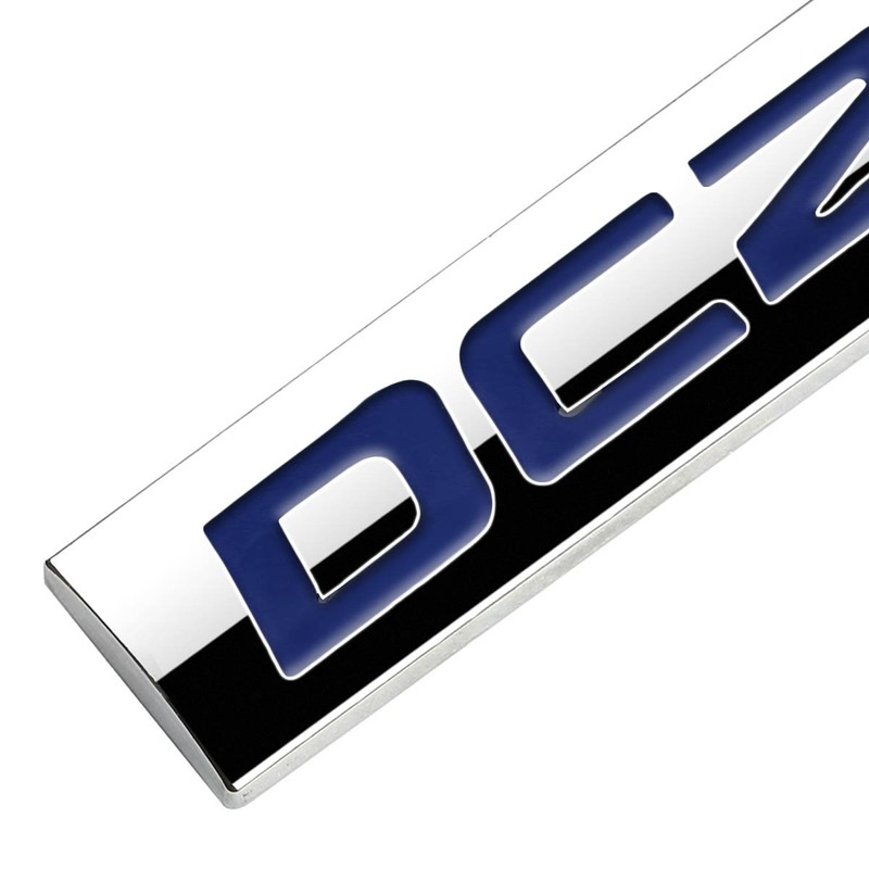 Chrome Finish Metal Emblem DC2 Badge (Blue Letter)