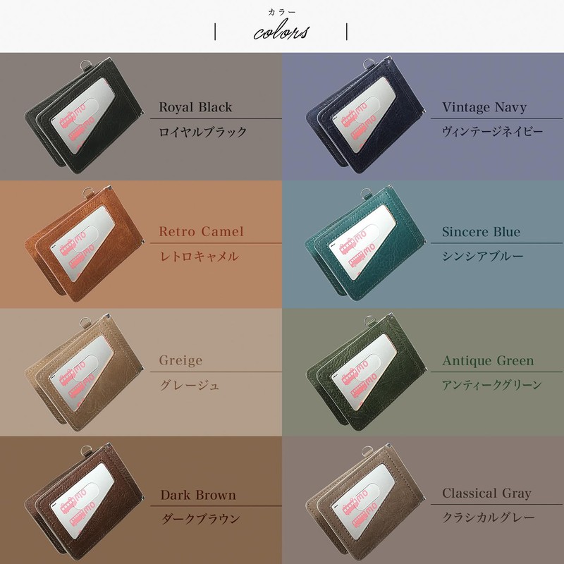 Blue Sincere Pass Case, Leather, Unisex, Folded, 5 Pockets, 8