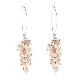 Silverly Women's 925 Sterling Silver Cultured Pearl Grape Cluster Dangle Earrings