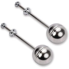 U Chef Infusor de Acero Inoxidable con Mango Largo, 2 Coladores de Té para Hojas Sueltas, Filtro de Té de Malla Fina Reutilizable para Taza y Tetera