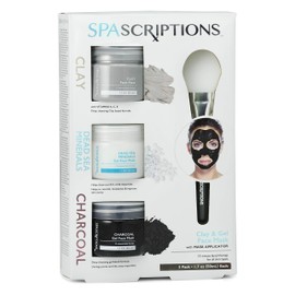 SpaScriptions Dead Sea, Charcoal, & Clay Gel Face Mask with Silicone Applicator - 3 Pack, 1.7 oz each Jar, 5.1 oz total