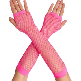 OTPEH Lone Fishnet Gloves Fingerless For Women Fish Net Arm Sleeve Mesh Emo Goth Punk 80s Scene Accessories