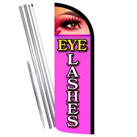 Vista Products Eyelashes Premium Windless Feather Banner Flag Kit (Flag, Pole, & Ground Mt)
