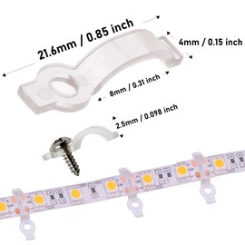 VIPMOON 100 Stück kabelschellen zum schrauben, led strip halter, led strip befestigungsclip,Montagehalterung kabelschellen schraubbar für LED-Streifen Licht, Schrauben enthalten (8mm)