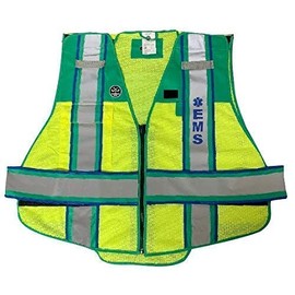 FIRE NINJA - Ultrabright Safety EMS Vest | Class 2 Reflective - High Visibility - Double Breakaway Zipper (Green, Regular)