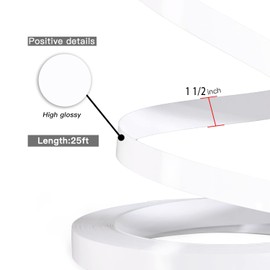 ZYJT White 1 1/2" x 25ft PVC Glossy White Edge Banding Non Glued High Grade Veneer Edging for Table Cabinet Furniture Trim