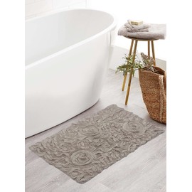 Home Weavers Bell Flower Collection 100% Cotton Tufted Bath Rugs, Extra Soft and Absorbent Bath Rugs, Non-Slip Bath Mats, Machine Washable, Bath Mats for Bathroom Floor, 21"x34" Rectangle, Linen