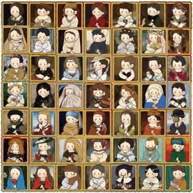 Cute Cartoon Retro Famous Art Painting Stickers Pack, 50 Pcs Vinyl Waterproof Vincent Cute Cartoon Oil Painting Style Stickers for Laptop Phone Water Bottles Lovely Gift to Friends Artist Decals
