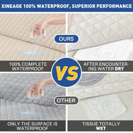 XINEAGE - Funda acolchada para sillón, impermeable, funda para sillón, funda súper suave, lavable, con bolsillos y correas elásticas antideslizantes, protector grueso para muebles (silla, beige)