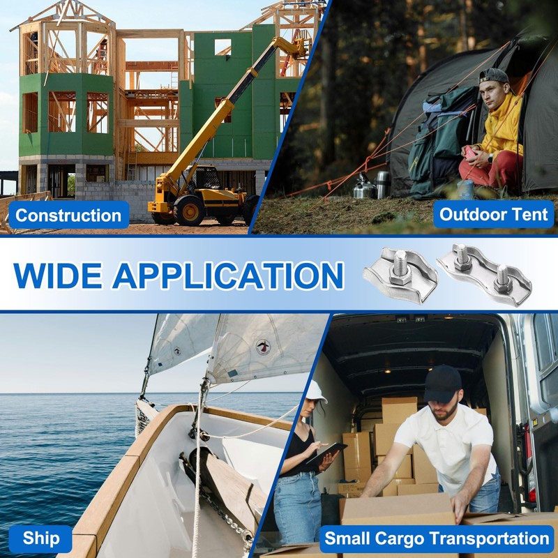 sourcing map M3 304 Stainless Steel Double Wire Rope Clips,