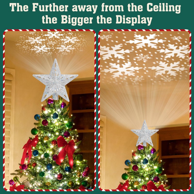 LED Rotating Tree Topper Light Projector with 6 Slides -