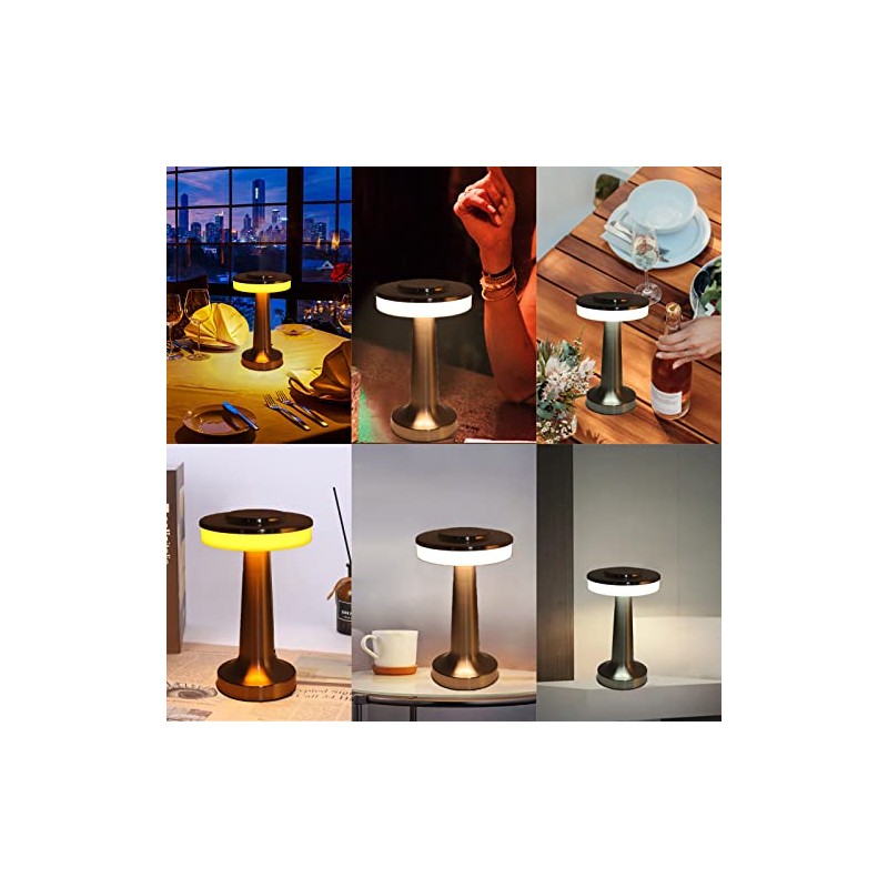 Lámpara de Mesa LED Portátil Control Táctil Retro, Lámparas de
