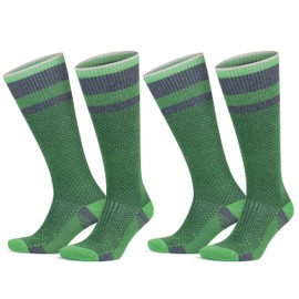 GoWith Unisex Knee High Compression Socks, 15-20 mmHg Rayon Made From Bamboo Socks, Breathable Travel Socks for Men & Women, Green, Small, 2 Pair Mod: 3596