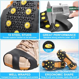 Ice Cleats Snow Traction Cleats Anti Slip Crampons Ice Grippers for Boots Shoes Walking on Snow and Ice Traction Cleats Crampons Slip-on Stretch Footwear