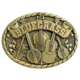 Indiana Metal Craft Bluegrass Instraments Solid BRass Belt Buckle, Made in USA