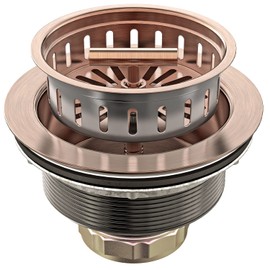 BOTEMY B9171 Copper Kitchen Sink Drain Kit 3 1/2 Sink Strainer for Kitchen Sink with Stainless Steel Strainer Stopper Drain Assembly Basket Strainer Fit Standard Sink Drain Hole(Antique Copper)
