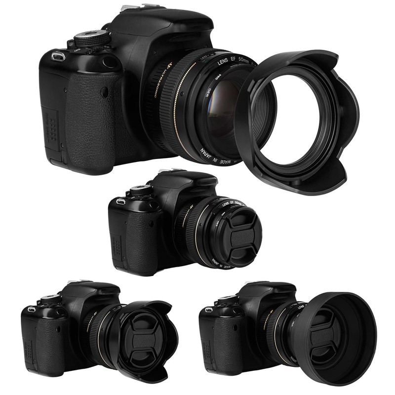 52 mm Lens Hood Set, Foldable Rubber Lens Hood with
