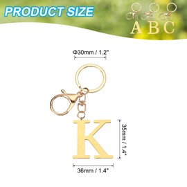 PATIKIL Initial Letter Key Chain, Letter A-Z Keychain Initials Keyring Cute Metal Alphabet Keyrings for Keys Handbag Backpack, Golden (K)