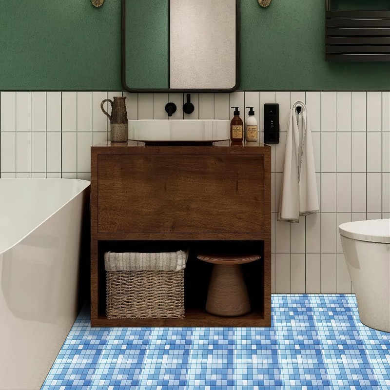 HOMETITUTE 10PCS 12x12 Inch Blue White Mosaic Textured Flat Surface