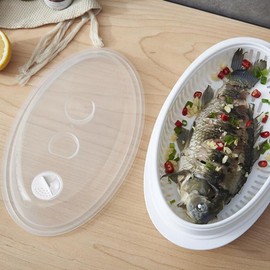 STOBAZA Olla de Vapor para Microondas - Tapa Hermética, Plato para Pescado/Verduras, Estuche Multiusos（Bao, Tamales, Bollo） - Ahorra Espacio y Tiempo
