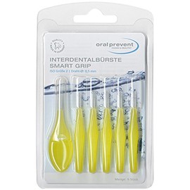 Oral Prevent Interdental Brush Smart Grip 0.50 mm Yellow Pack of 6