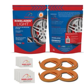 Orange Rim Protectors for Alloy Wheels by Rimblades Light - Fits Up to 22" X 4 Rims | Easy DIY Exterior Car Accessories | Protects Against Curb Rash