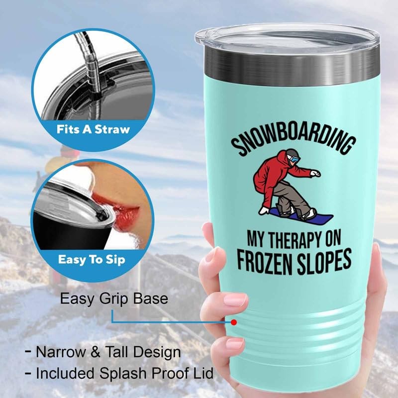 Snowboarding Teal Edition Viking Tumbler 20oz - Snowboarding My therapy