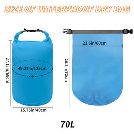 Desoto 2 Pcs Dry Bags Lightweight Dry Sacks Waterproof Dry Compression Sacks Ultimate Dry Sack for Outdoor Hiking Fishing Water Sports(70L Blue)