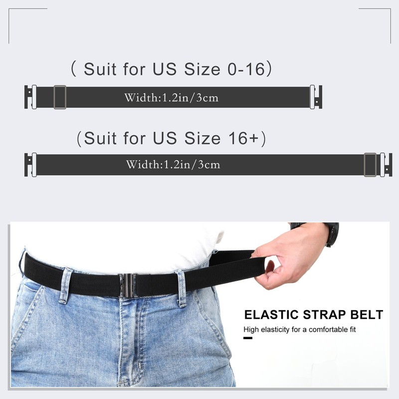 WHIPPY No Show Flat Buckle Stretchy Braided Belt for Men