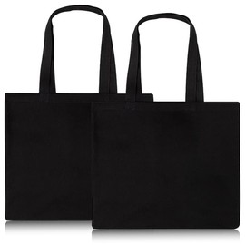 KUIZHEN Pack of 2 Cotton Bags, 45 x 35 x 8 cm, Large Shopping Bag, Unprinted Jute Bag, Black, Reusable Fabric Bags for Laundry, Sports, Shopping