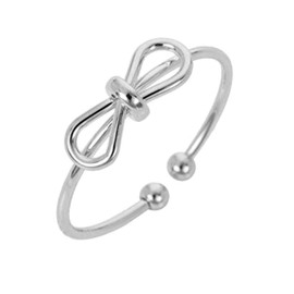 Iszie 925 Sterling Silver Sweet Little Bow Knot Adjustable Open Women's Rings