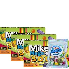 Mike and Ike Chewy Candy – 3 Pack of Movie Theater Boxes (4.25 OZ Each) + Candy Freezer Freeze Dried Skitzz – Perfect for Movie Nights & Sharing (Megamix Sour) - Candy