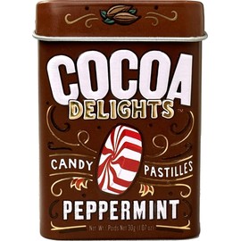 Cocoa Delights Chocolate Peppermint Mint Candy | Natural Ingredients, No Artificial Colors or Flavors | Kosher Certified, Vegan, Gluten Free | Aspartame & Xylitol Free | 30 Count Tin (Pack of 12)