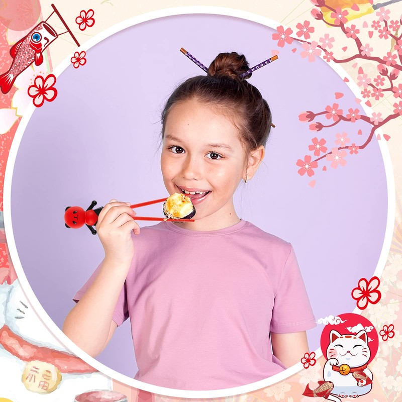 Nuanchu 6 Pairs Training Chopsticks for Beginners, Cute Tableware Reusable